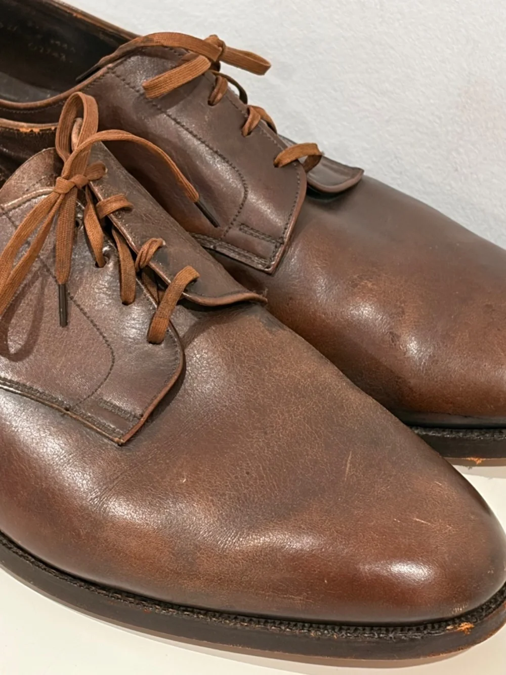 Brooks Brothers Brown Leather Plain Toe Derby Dress Shoes Mens Size 12